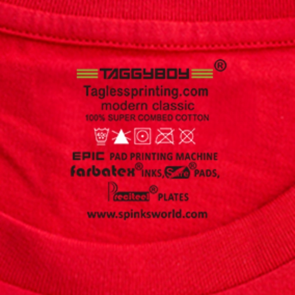 Cotton T Shirt Tagless Label Printed With Textile Printing Ink