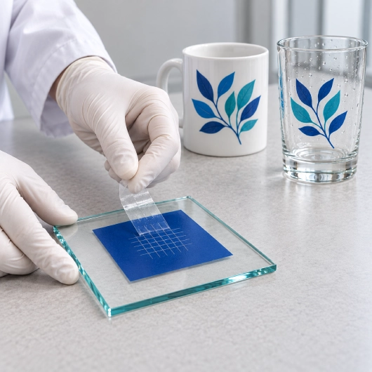 Tape Adhesion Test On Blue Glass